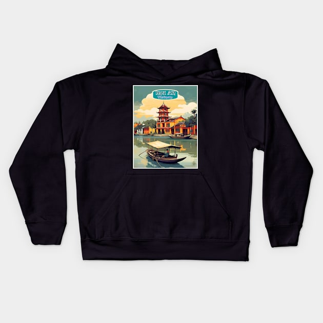 Hoi An Vietnam Vintage Travel and Tourism Advertising Print Kids Hoodie by posterbobs